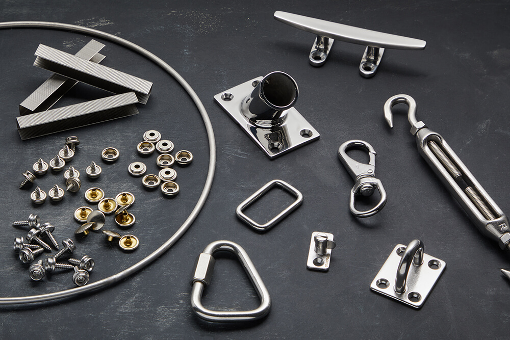 An assortment of 304 and 316 stainless steel hardware.